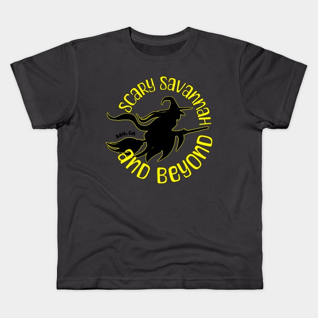 Scary Savannah Witch Kids T-Shirt by Scary Savannah and Beyond